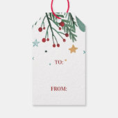 Étiquettes-cadeau Joyeux Noël, Branches d'arbre de Noël, Étoiles (Dos)