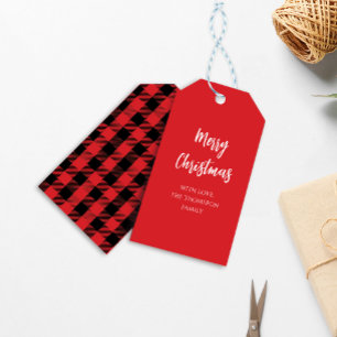 Étiquettes-cadeau Joyeux Noël Calligraphie Buffalo Check