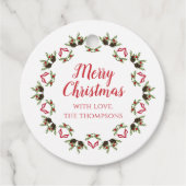 Étiquettes Cadeau Joyeux Noël Calligraphie Script Wreath moderne (Devant)