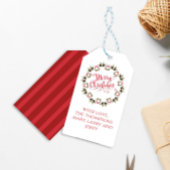 Étiquettes-cadeau Joyeux Noël Calligraphie Script Wreath moderne