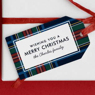 Étiquettes-cadeau Joyeux Noël carreau de fête