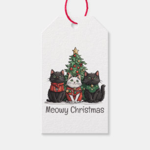 Étiquettes-cadeau Joyeux Noël Chats Arbre de Fêtes