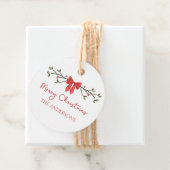 Étiquettes Cadeau Joyeux Noël Chic Coquette Red Bow Personnalisé (En situation)