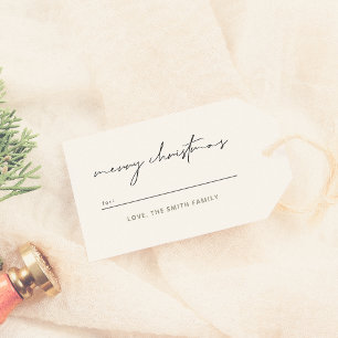 Étiquettes-cadeau Joyeux Noël Chic Letters & Green Plaid