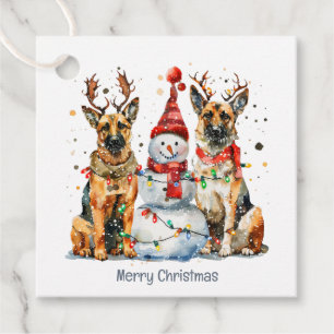 Étiquettes Cadeau Joyeux Noël Chiens bergers allemands