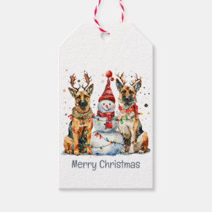 Étiquettes-cadeau Joyeux Noël Chiens bergers allemands