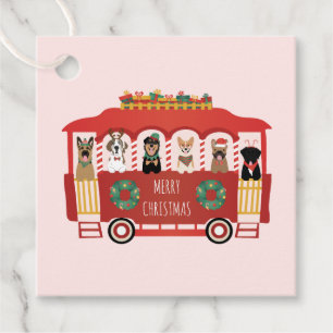 Étiquettes Cadeau Joyeux Noël Chiens de vacances Trolly