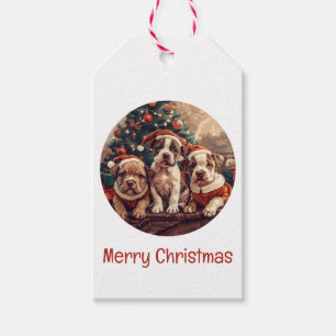 Étiquettes-cadeau Joyeux Noël Chiots Pit Bull