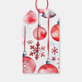 Étiquettes-cadeau Joyeux Noël classique Baubles rouges et pins (Dos)