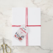 Étiquettes-cadeau Joyeux Noël classique Baubles rouges et pins (Avec de la ficelle)