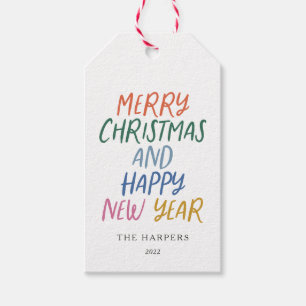Étiquettes-cadeau Joyeux Noël couleur Whimsical Bonne année