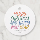 Étiquettes Cadeau Joyeux Noël couleur Whimsical Bonne année (Devant)