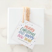 Étiquettes Cadeau Joyeux Noël couleur Whimsical Bonne année (En situation)