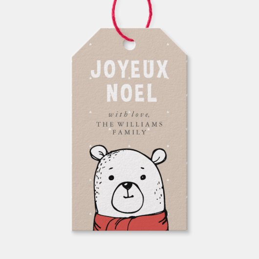 Étiquettes-cadeau Joyeux Noel Cute Bear (Devant)