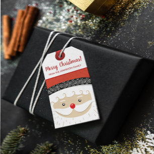 Étiquettes-cadeau Joyeux Noël Cute Père Noël Nom de famille