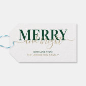 Étiquettes-cadeau Joyeux Noël de la typographie verte (Dos Horizontal)