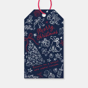 Étiquettes-cadeau Joyeux Noël Dessin à Main Doodle