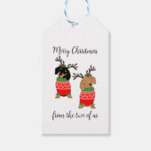 Étiquettes-cadeau Joyeux Noël Deux Dachshunds Jumelés (Devant)