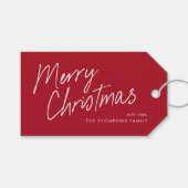Étiquettes-cadeau Joyeux Noël écriture simple moderne rouge (Devant (Horizontal))