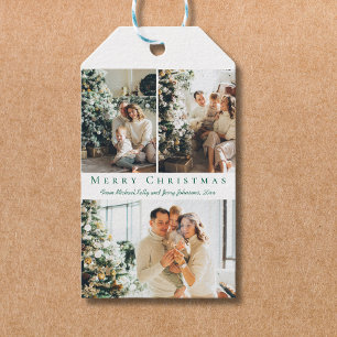 Étiquettes-cadeau joyeux Noël écriture verte 3 photos collage