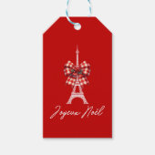 Étiquettes-cadeau Joyeux Noël Eiffel Tour Noël Bow rouge et blanc (Devant)