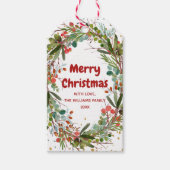 Étiquettes-cadeau Joyeux Noël Elegant Aquarelle Wreath (Devant)