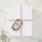 Étiquettes-cadeau Joyeux Noël Elegant Aquarelle Wreath (Avec de la ficelle)