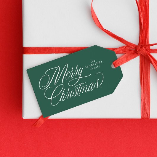 Étiquettes-cadeau Joyeux Noël élégant écriture verte fête