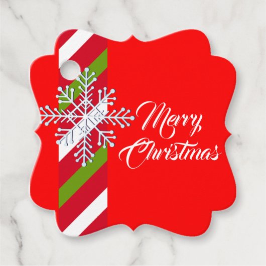 Étiquettes Cadeau Joyeux Noël Élégant Flocon de neige (Devant)