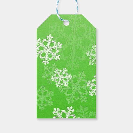 Étiquettes-cadeau Joyeux Noël élégant Green Snowflakes Motif (Dos)