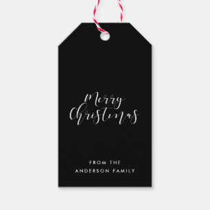 Étiquettes-cadeau Joyeux Noël élégant noir et blanc