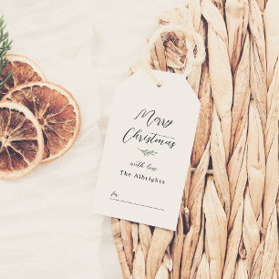 Étiquettes-cadeau Joyeux Noël Elegant Pine & Nom de famille