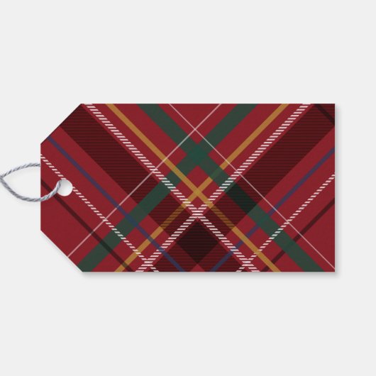 Étiquettes-cadeau Joyeux Noël élégant rouge vacances plaid (Dos (Horizontal))