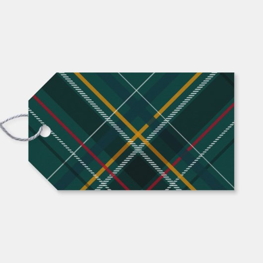 Étiquettes-cadeau Joyeux Noël élégant script vert vacances plaid (Dos (Horizontal))