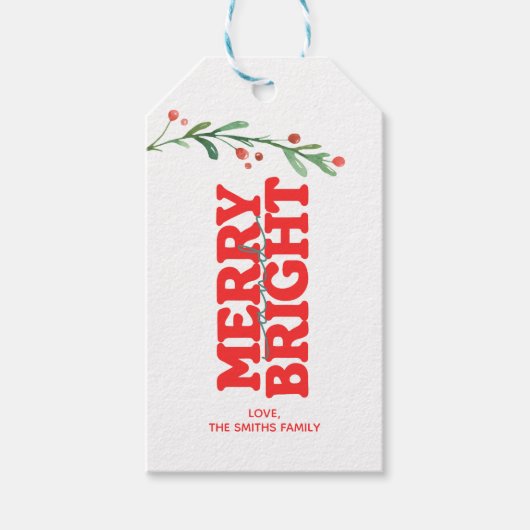 Étiquettes-cadeau Joyeux Noël et rouge vif (Devant)