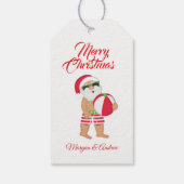 Étiquettes-cadeau Joyeux Noël été Santa Claus Beach Ball (Dos)