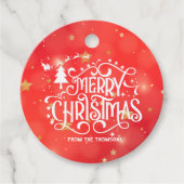 Étiquettes Cadeau Joyeux Noël étoilé rouge (Devant)
