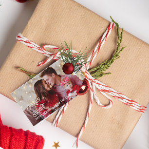 Étiquettes-cadeau Joyeux Noël étoilé rouge Étincelle