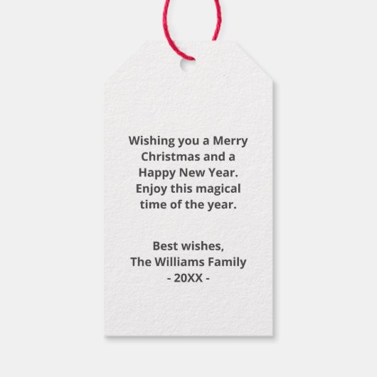 Étiquettes-cadeau Joyeux Noël Famille Snowman Snowflakes Blanc (Dos)