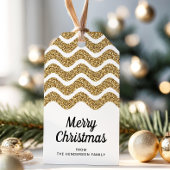 Étiquettes-cadeau Joyeux Noël Faux Gold Parties scintillant Blanc