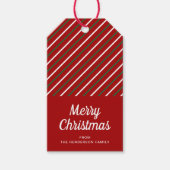 Étiquettes-cadeau Joyeux Noël festif rayé rouge (Devant)