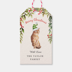 Étiquettes-cadeau Joyeux Noël Feuille Verte Baies Rouges Amoureux de