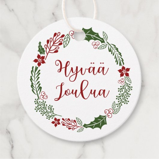 Étiquettes Cadeau Joyeux Noël finlandais, Hyvää joulua, Custom (Devant)