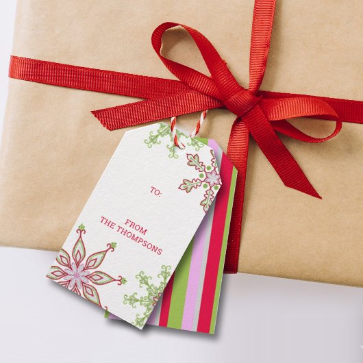 Étiquettes-cadeau Joyeux Noël Flocons de neige modernes mignons