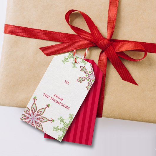 Étiquettes-cadeau Joyeux Noël Flocons de neige modernes mignons