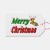 Étiquettes-cadeau Joyeux Noël Flying Reindeer typographie (Devant (Horizontal))