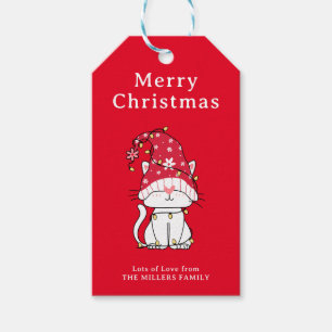Étiquettes-cadeau Joyeux Noël Funny Mignonne Chat de Noël