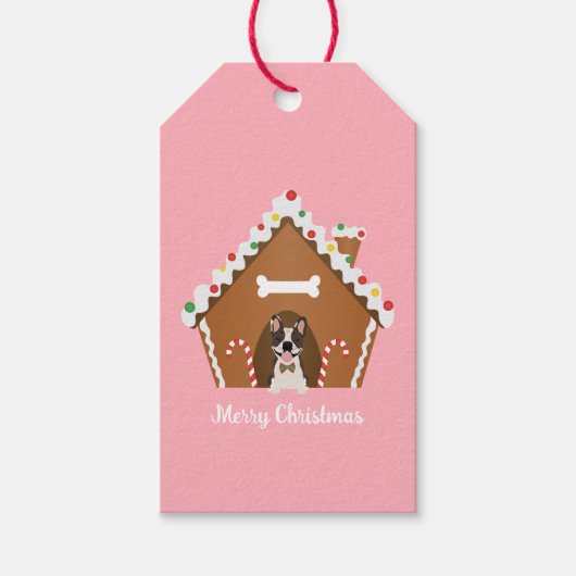Étiquettes-cadeau Joyeux Noël Gingerbread Maison de chien (Devant)