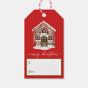 Étiquettes-cadeau Joyeux Noël Gingerbread Maison de vacances