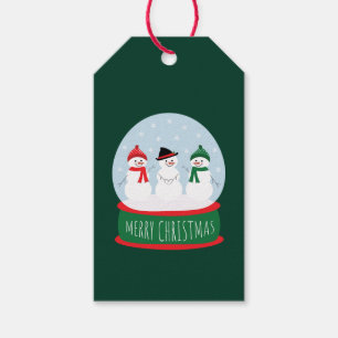 Étiquettes-cadeau Joyeux Noël Globe des neiges Snowmen